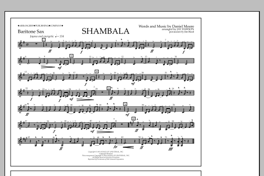 Jay Dawson Shambala - Baritone Sax sheet music notes and chords arranged for Marching Band