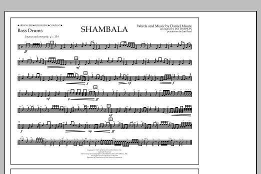 Jay Dawson Shambala - Bass Drums sheet music notes and chords arranged for Marching Band
