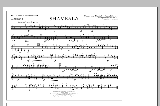 Jay Dawson Shambala - Clarinet 1 sheet music notes and chords arranged for Marching Band