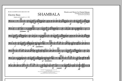 Jay Dawson Shambala - Electric Bass sheet music notes and chords arranged for Marching Band