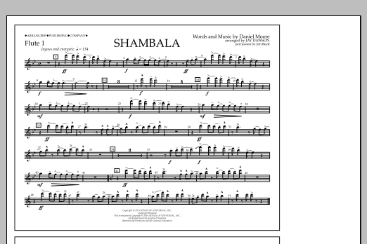 Jay Dawson Shambala - Flute 1 sheet music notes and chords arranged for Marching Band
