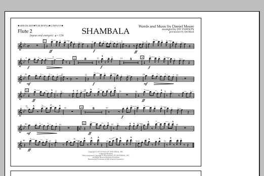 Jay Dawson Shambala - Flute 2 sheet music notes and chords arranged for Marching Band
