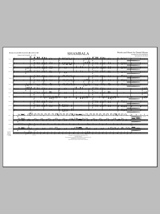 Jay Dawson Shambala - Full Score sheet music notes and chords arranged for Marching Band