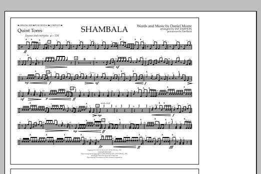 Jay Dawson Shambala - Quint-Toms sheet music notes and chords arranged for Marching Band