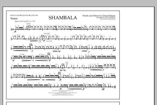 Jay Dawson Shambala - Snare sheet music notes and chords arranged for Marching Band