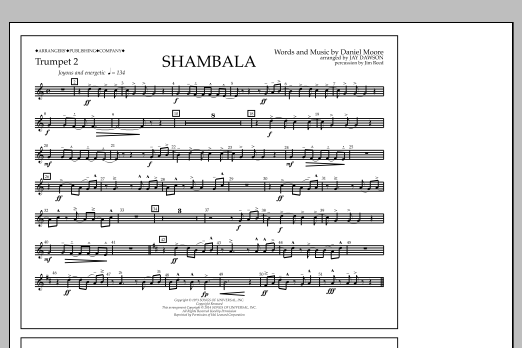 Jay Dawson Shambala - Trumpet 2 sheet music notes and chords arranged for Marching Band