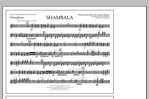 Jay Dawson Shambala - Vibraphone sheet music notes and chords arranged for Marching Band
