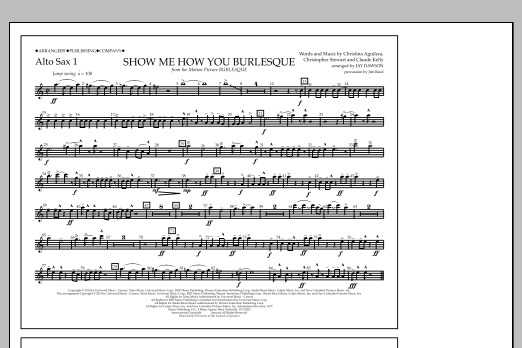 Jay Dawson Show Me How You Burlesque - Alto Sax 1 sheet music notes and chords arranged for Marching Band