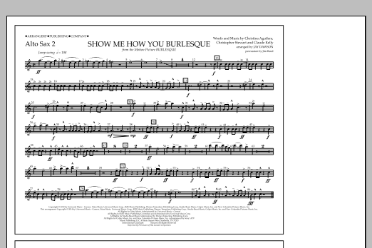 Jay Dawson Show Me How You Burlesque - Alto Sax 2 sheet music notes and chords arranged for Marching Band
