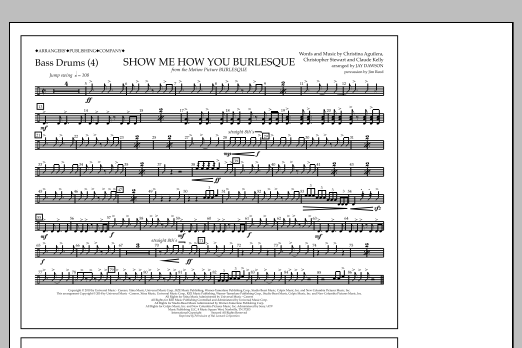 Jay Dawson Show Me How You Burlesque - Bass Drums sheet music notes and chords arranged for Marching Band