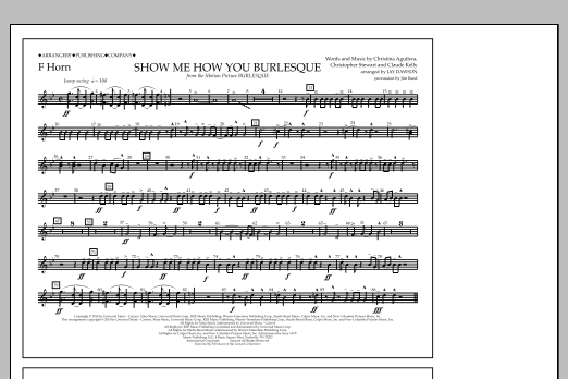 Jay Dawson Show Me How You Burlesque - F Horn sheet music notes and chords arranged for Marching Band