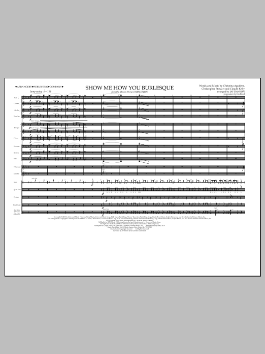 Jay Dawson Show Me How You Burlesque - Full Score sheet music notes and chords arranged for Marching Band