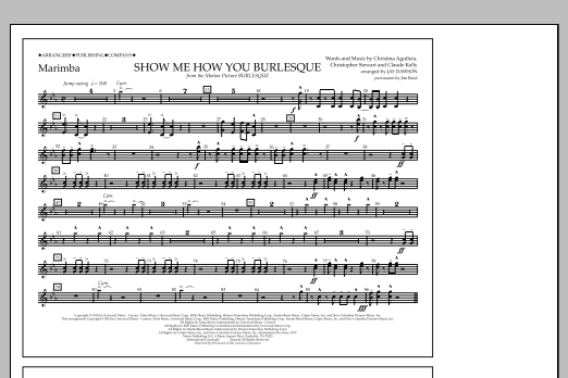 Jay Dawson Show Me How You Burlesque - Marimba sheet music notes and chords arranged for Marching Band