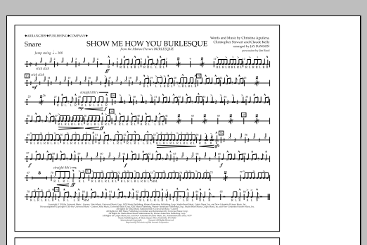 Jay Dawson Show Me How You Burlesque - Snare sheet music notes and chords arranged for Marching Band