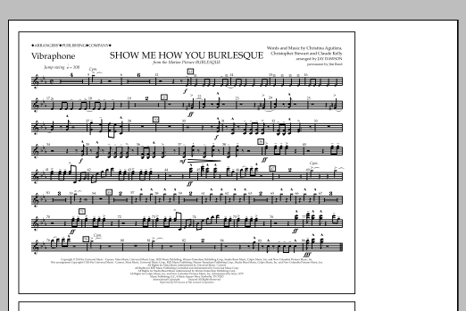 Jay Dawson Show Me How You Burlesque - Vibraphone sheet music notes and chords arranged for Marching Band