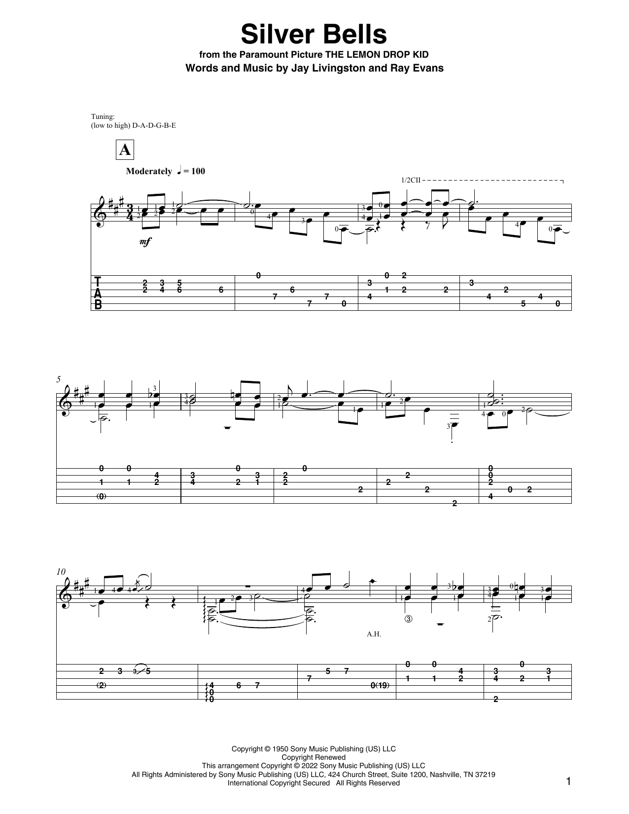 Jay Livingston & Ray Evans Silver Bells (arr. David Jaggs) sheet music notes and chords arranged for Solo Guitar