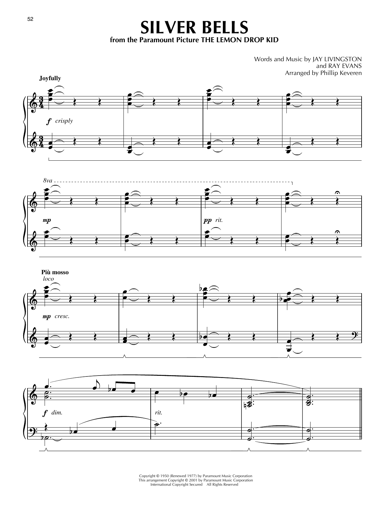 Jay Livingston & Ray Evans Silver Bells [Jazz version] (arr. Phillip Keveren) sheet music notes and chords arranged for Piano Solo