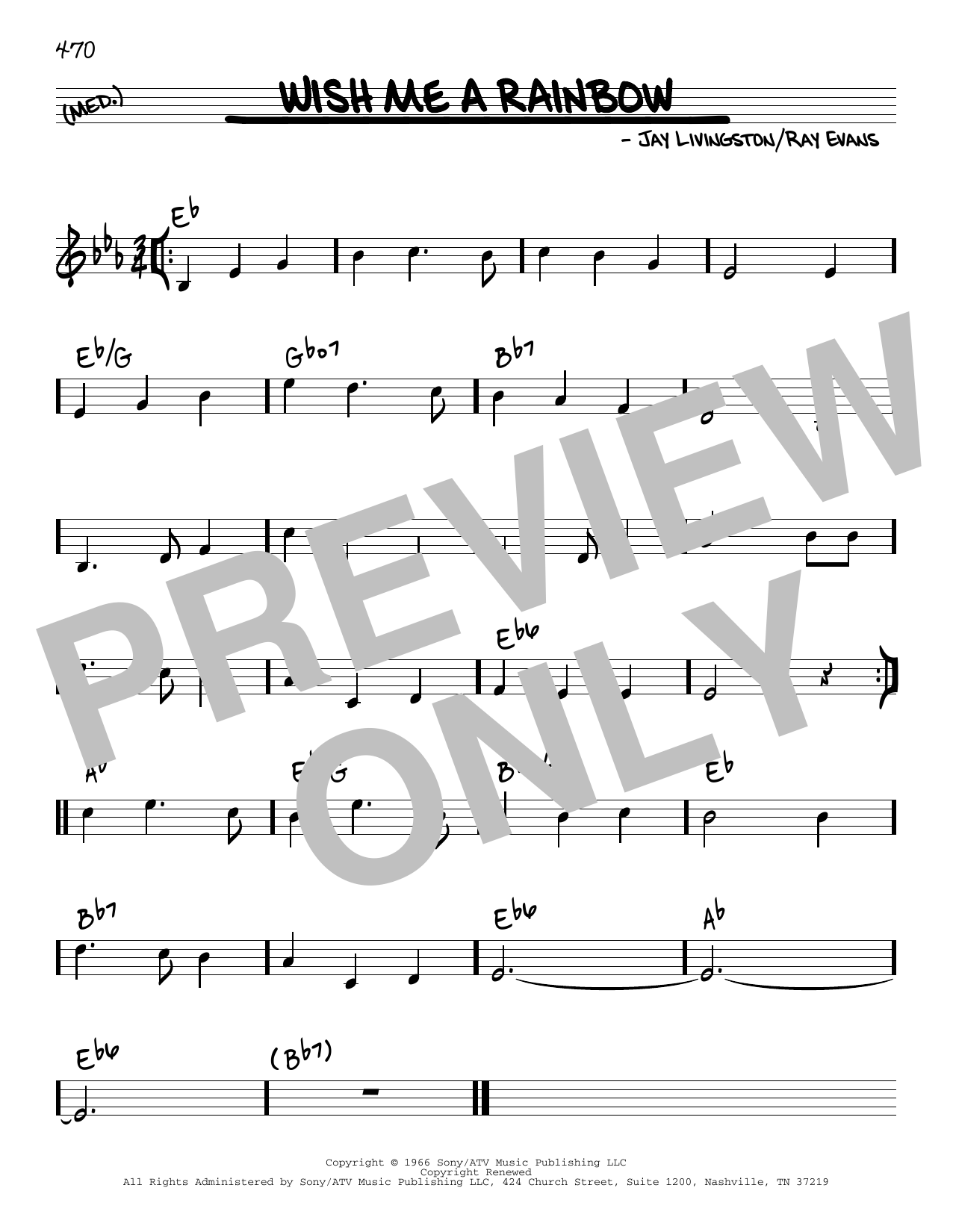 Jay Livingston & Ray Evans Wish Me A Rainbow sheet music notes and chords arranged for Real Book – Melody & Chords