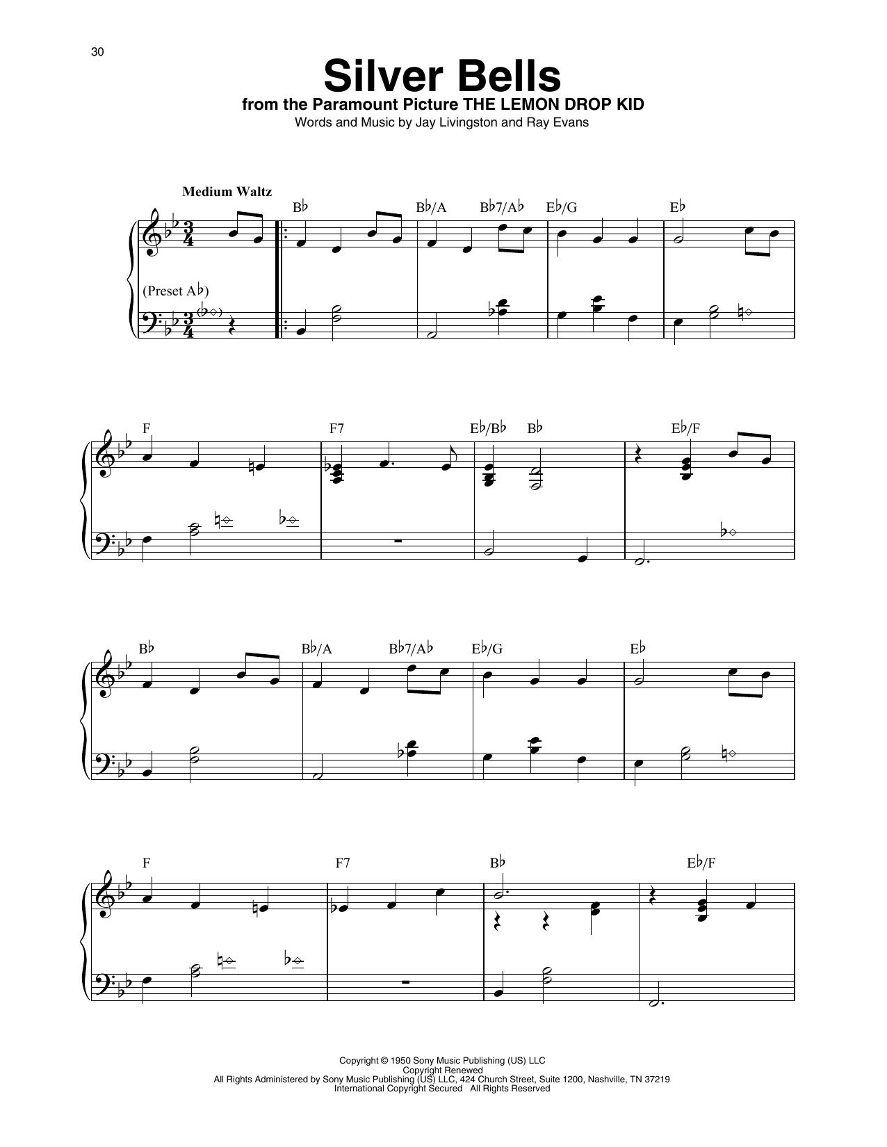 Jay Livingston Silver Bells (arr. Maeve Gilchrist) sheet music notes and chords arranged for Harp