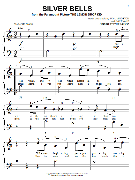 Jay Livingston Silver Bells (arr. Phillip Keveren) sheet music notes and chords arranged for Piano Solo