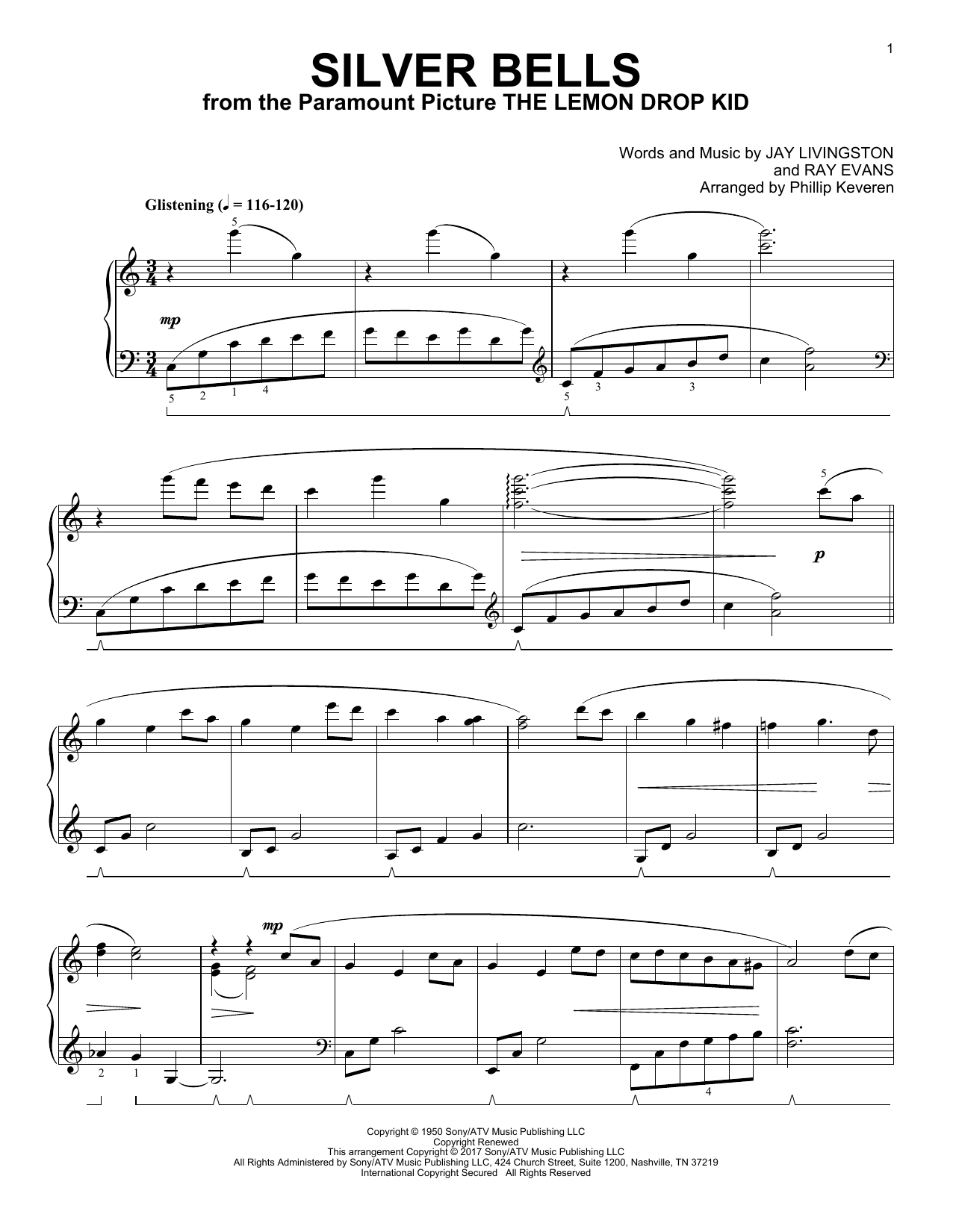 Jay Livingston Silver Bells [Classical version] (arr. Phillip Keveren) sheet music notes and chords arranged for Piano Solo