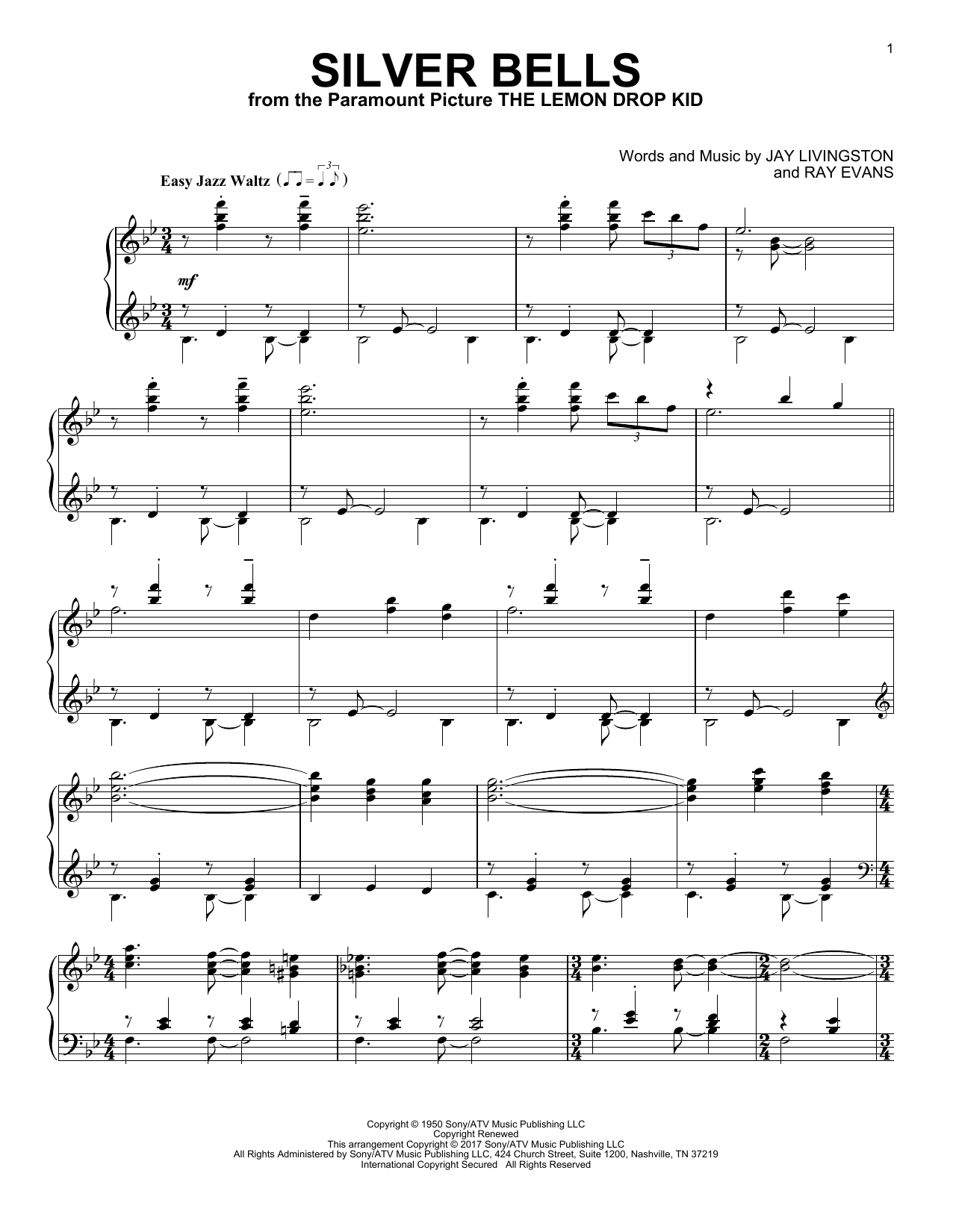 Jay Livingston Silver Bells [Jazz version] sheet music notes and chords arranged for Piano Solo