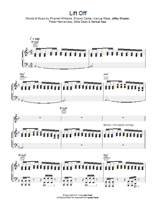 Jay-Z & Kanye West featuring Beyonce Lift Off sheet music notes and chords arranged for Piano, Vocal & Guitar Chords