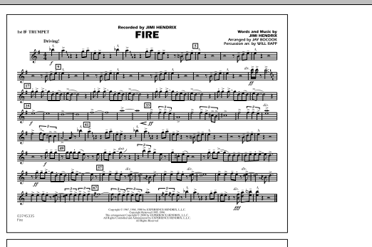 Jay Bocook Fire - 1st Bb Trumpet sheet music notes and chords. Download Printable PDF.