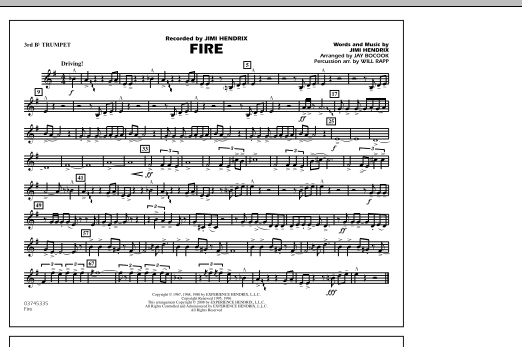 Jay Bocook Fire - 3rd Bb Trumpet sheet music notes and chords. Download Printable PDF.