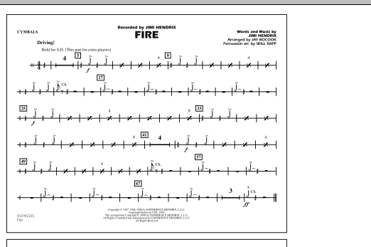 Jay Bocook Fire - Cymbals sheet music notes and chords. Download Printable PDF.