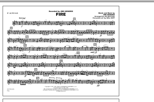 Jay Bocook Fire - Eb Alto Sax sheet music notes and chords. Download Printable PDF.
