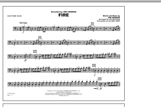 Jay Bocook Fire - Electric Bass sheet music notes and chords. Download Printable PDF.