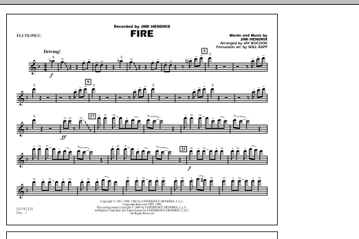 Jay Bocook Fire - Flute/Piccolo sheet music notes and chords. Download Printable PDF.
