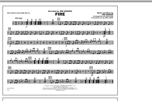 Jay Bocook Fire - Multiple Bass Drums sheet music notes and chords. Download Printable PDF.
