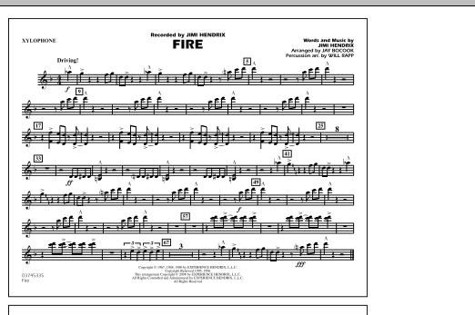 Jay Bocook Fire - Xylophone sheet music notes and chords. Download Printable PDF.