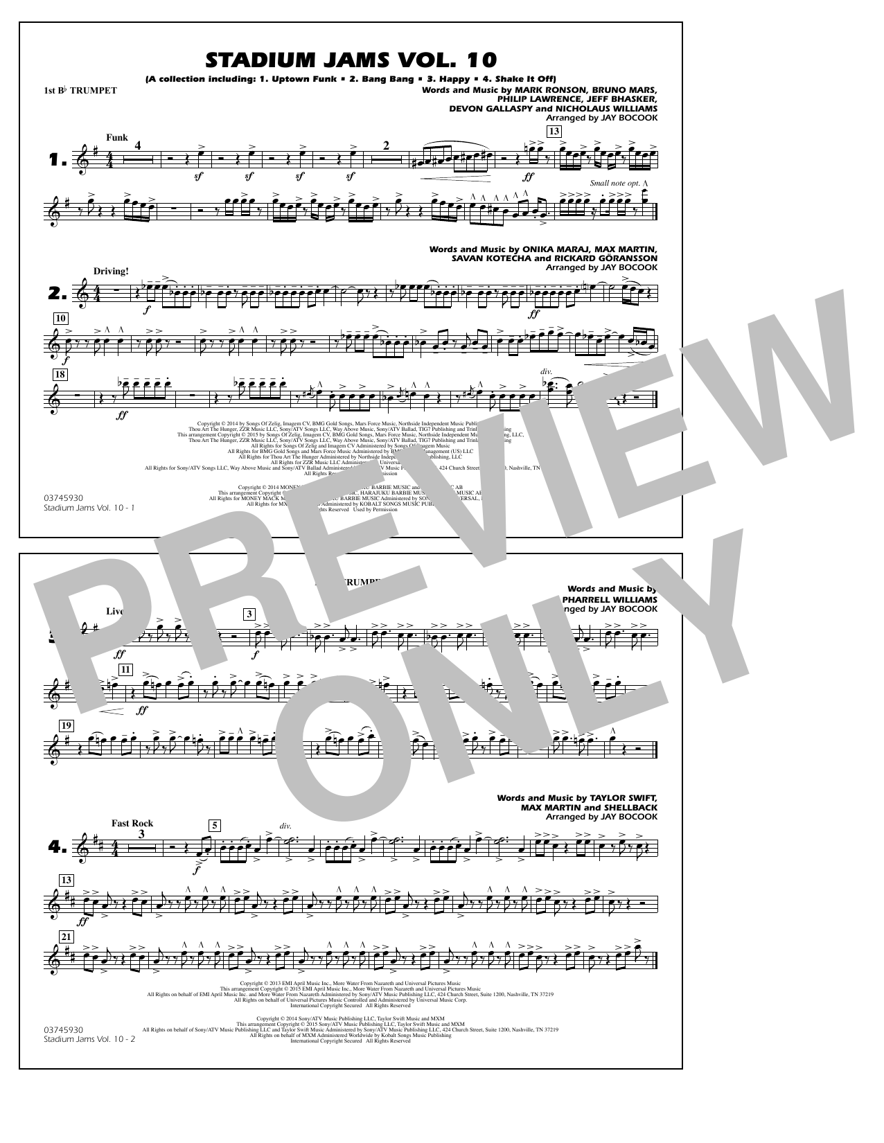 Jay Bocook Stadium Jams Vol. 10 - 1st Bb Trumpet sheet music notes and chords. Download Printable PDF.