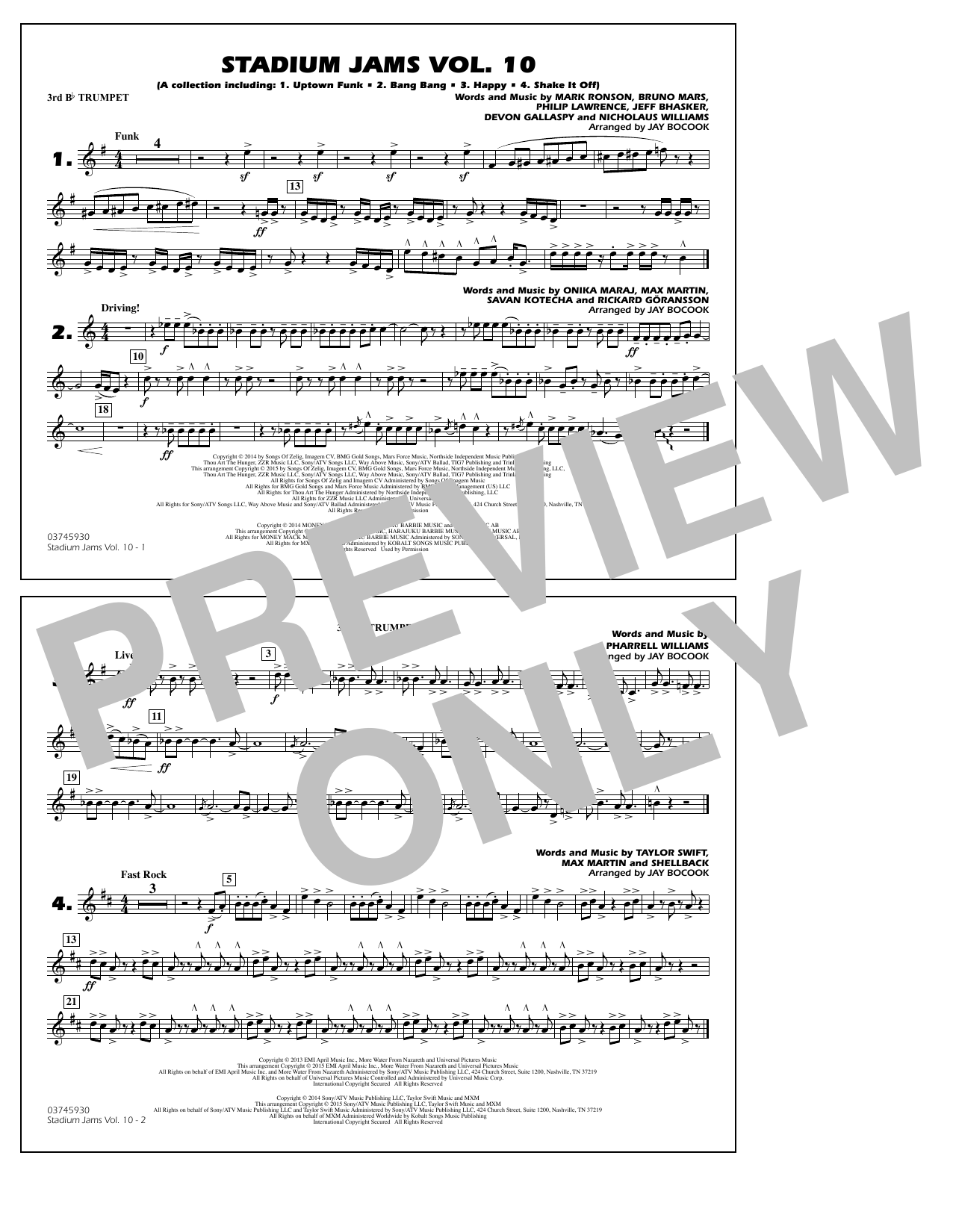 Jay Bocook Stadium Jams Vol. 10 - 3rd Bb Trumpet sheet music notes and chords. Download Printable PDF.