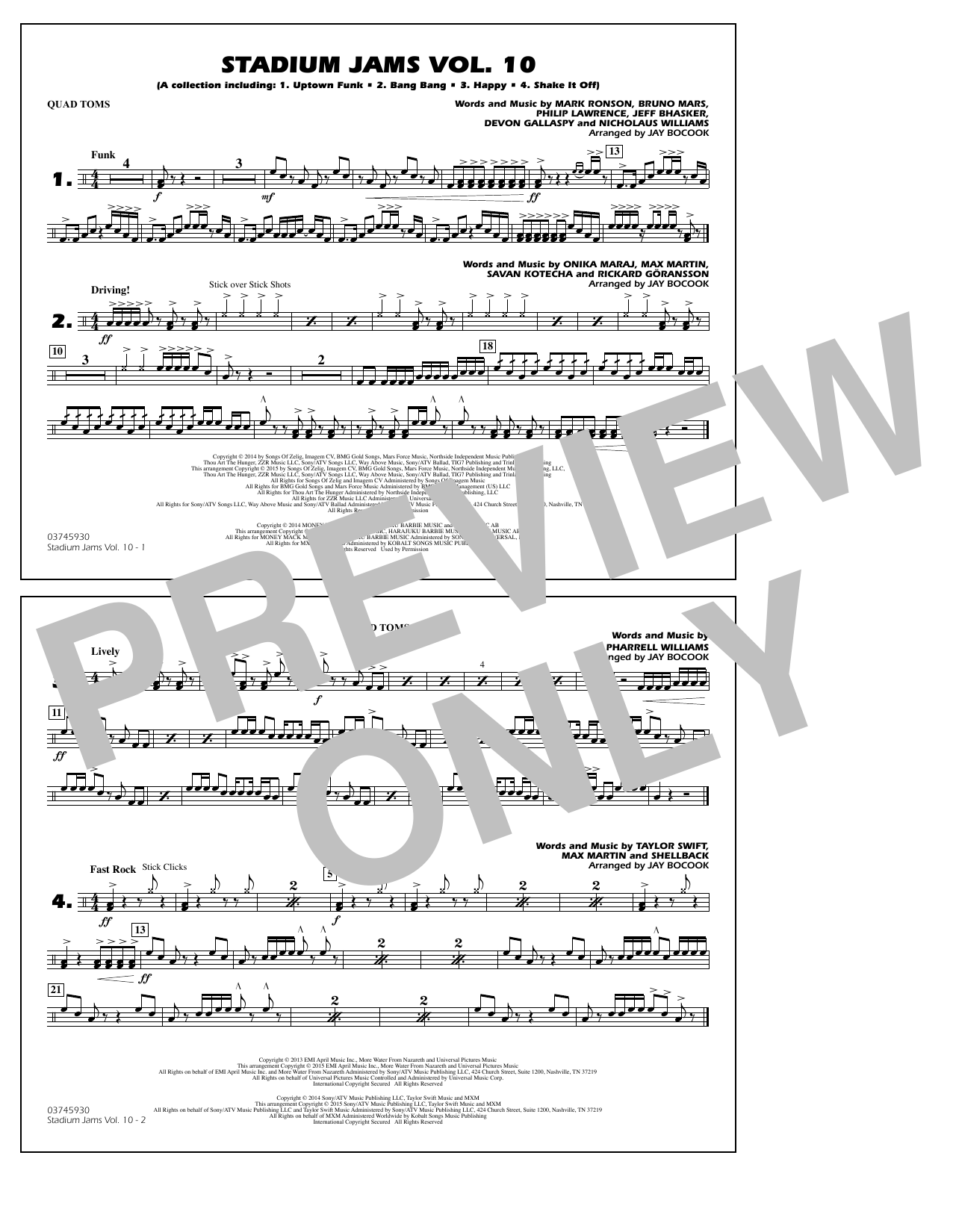 Jay Bocook Stadium Jams Vol. 10 - Aux Percussion sheet music notes and chords. Download Printable PDF.