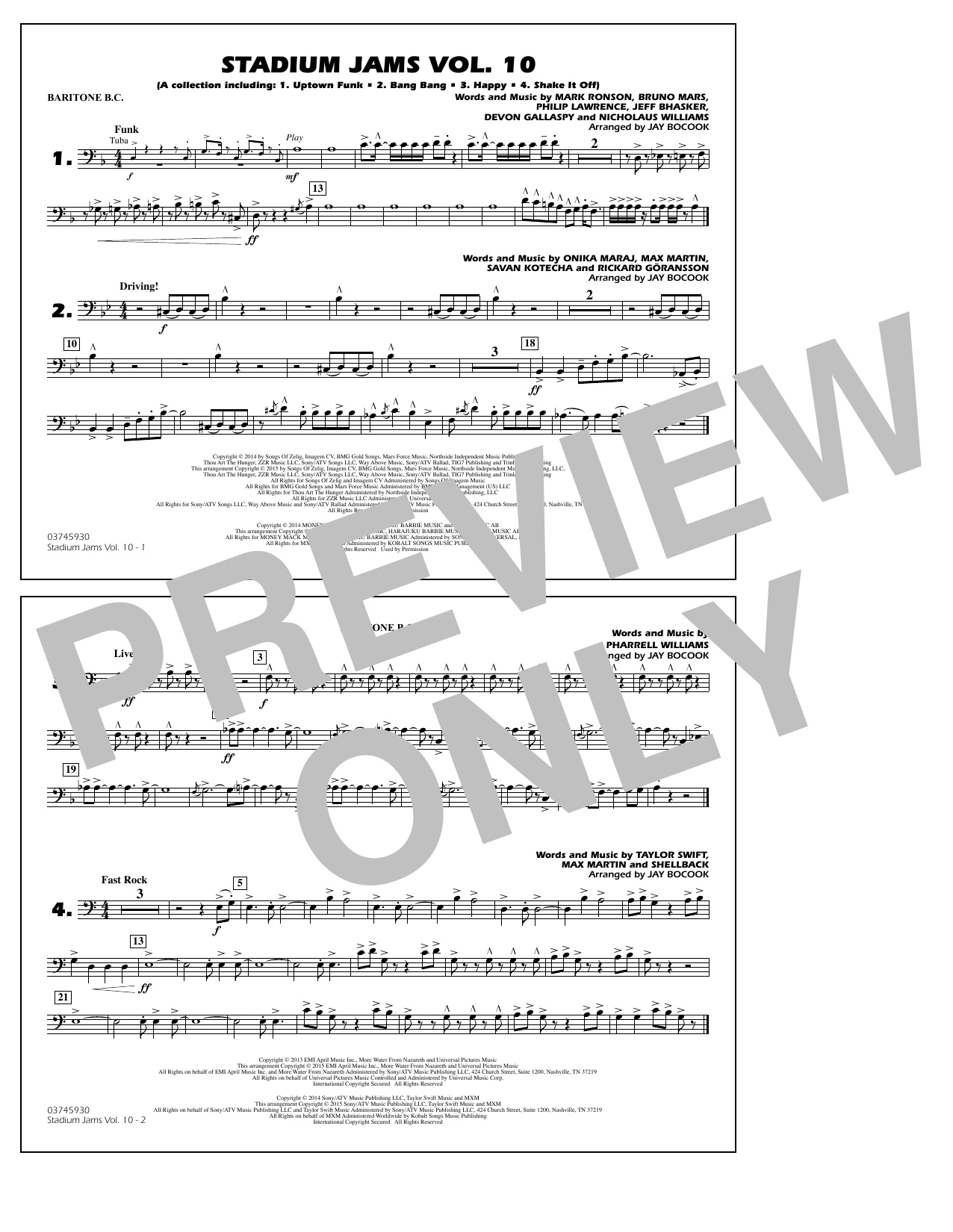 Jay Bocook Stadium Jams Vol. 10 - Baritone B.C. sheet music notes and chords. Download Printable PDF.