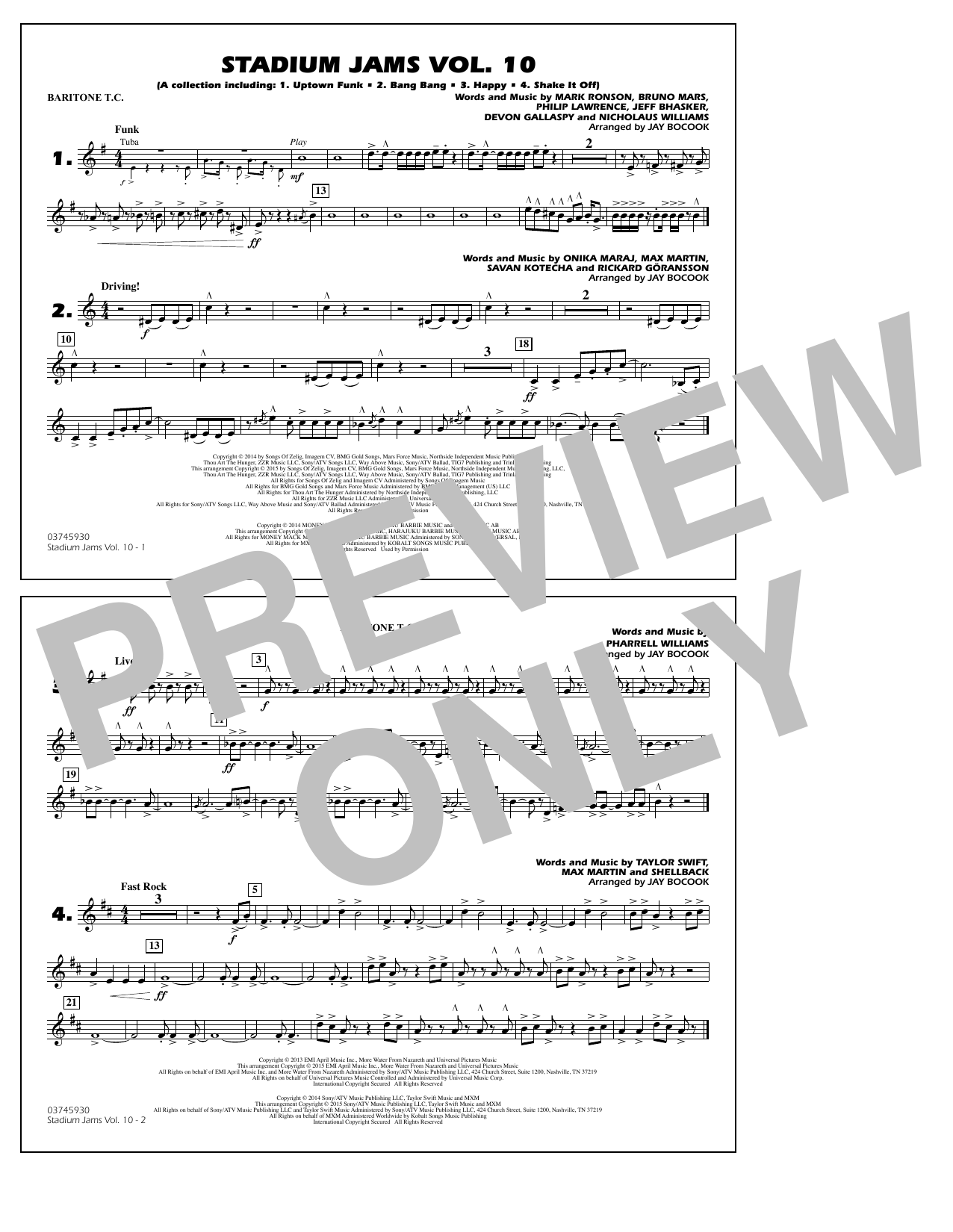 Jay Bocook Stadium Jams Vol. 10 - Baritone T.C. sheet music notes and chords. Download Printable PDF.