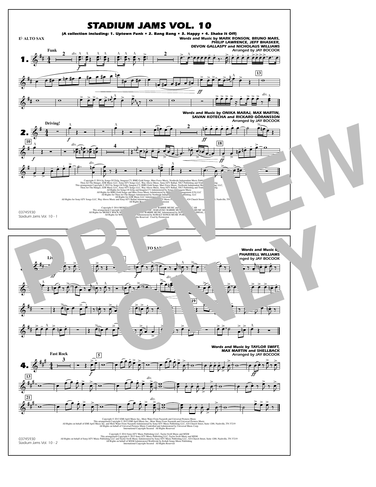 Jay Bocook Stadium Jams Vol. 10 - Eb Alto Sax sheet music notes and chords. Download Printable PDF.