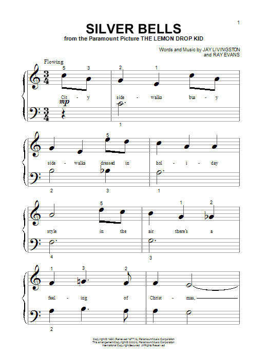 Jay Livingston Silver Bells sheet music notes and chords. Download Printable PDF.
