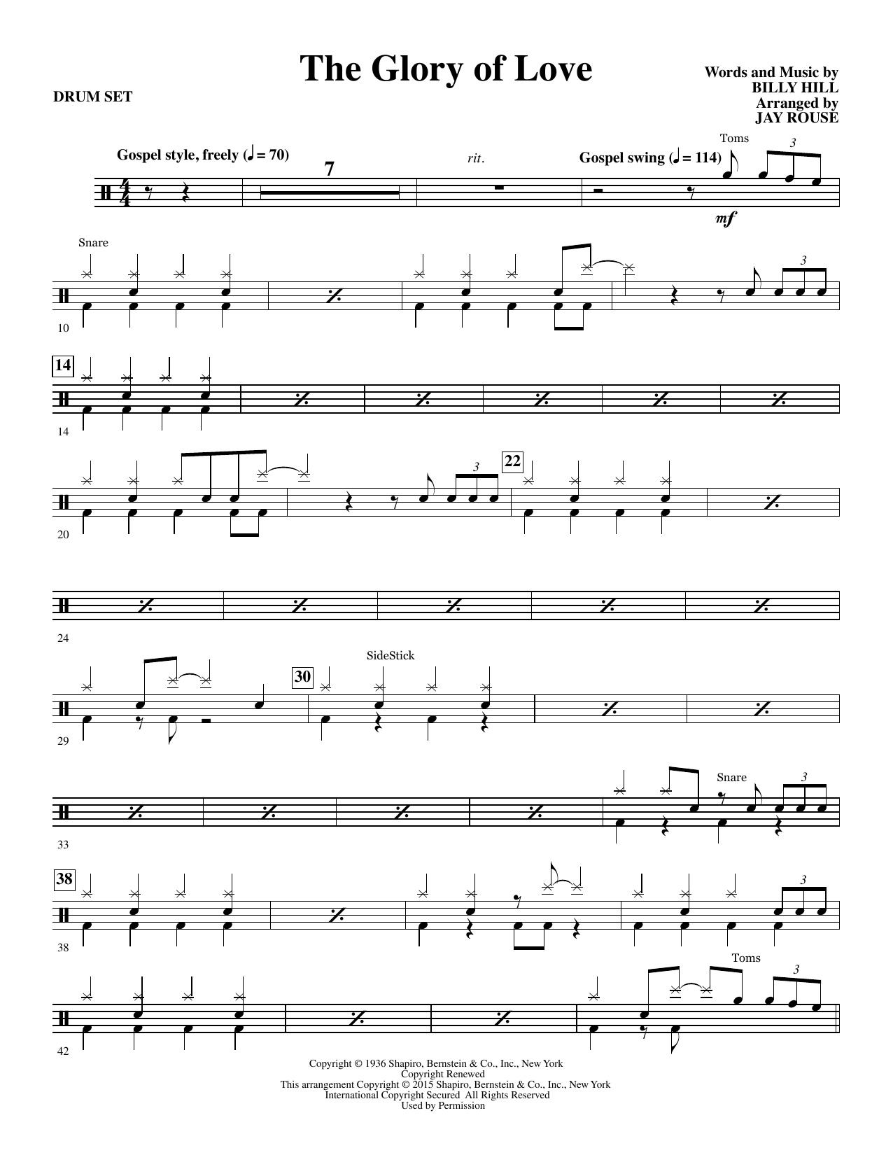 Jay Rouse The Glory of Love - Drum Set sheet music notes and chords. Download Printable PDF.