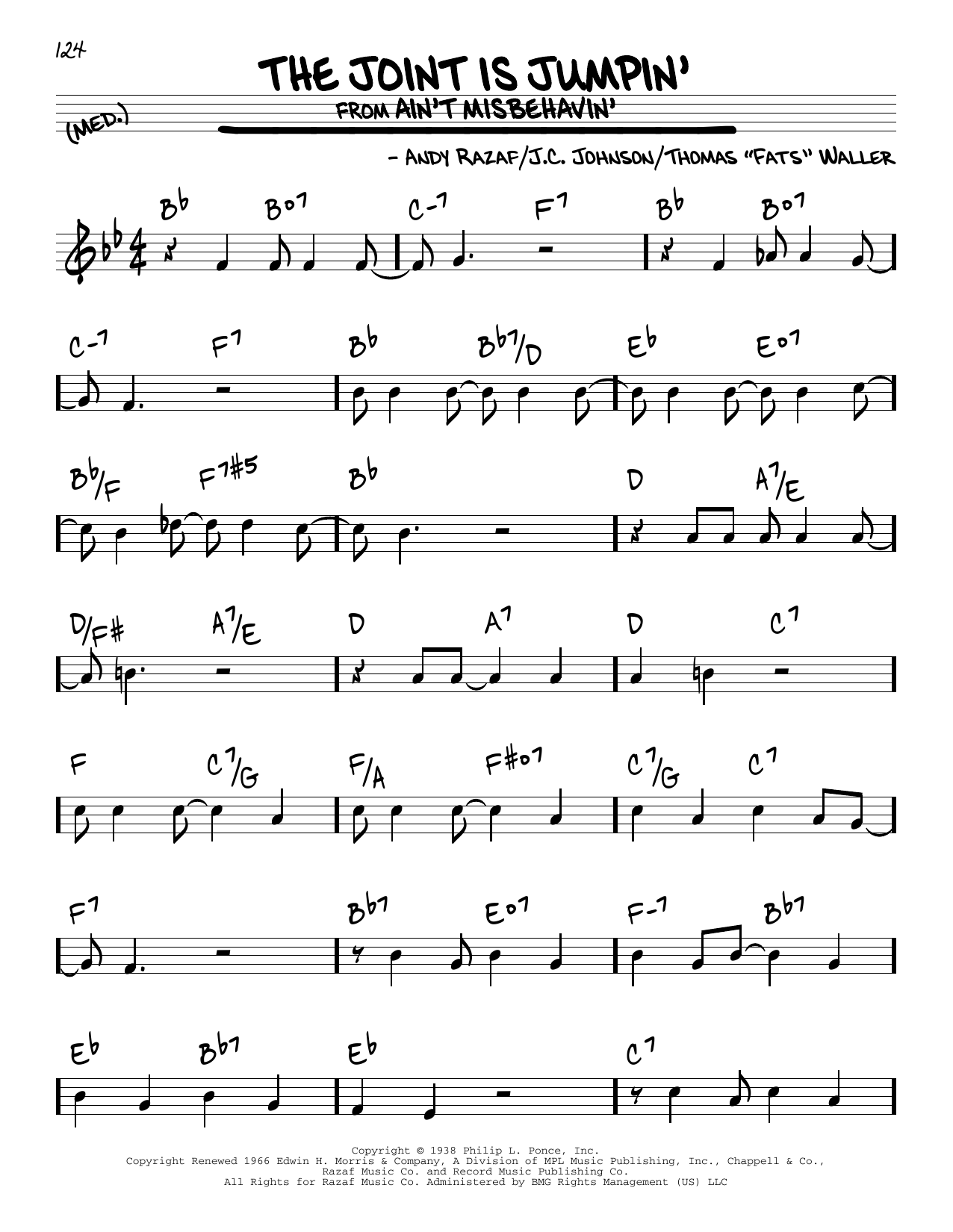 J.C. Johnson The Joint Is Jumpin' sheet music notes and chords arranged for Real Book – Melody & Chords