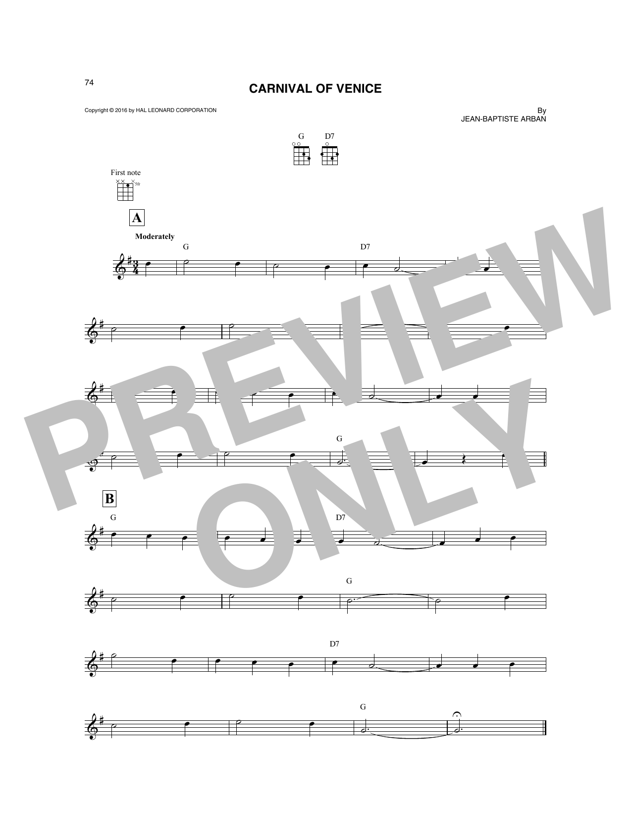 Jean-Baptiste Arban Carnival Of Venice sheet music notes and chords arranged for Mandolin