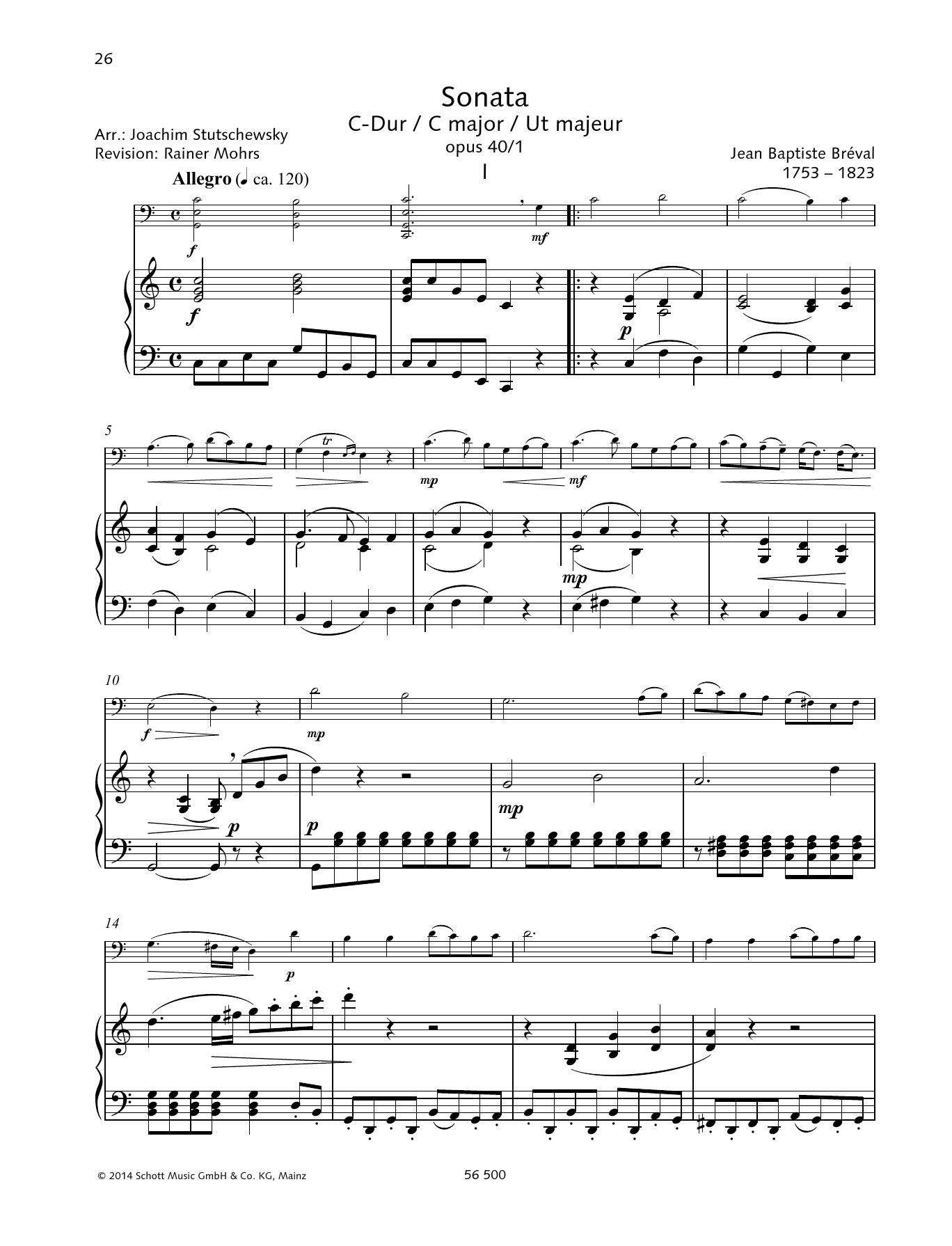Baldassare Galuppi Sonata C Major sheet music notes and chords arranged for String Solo