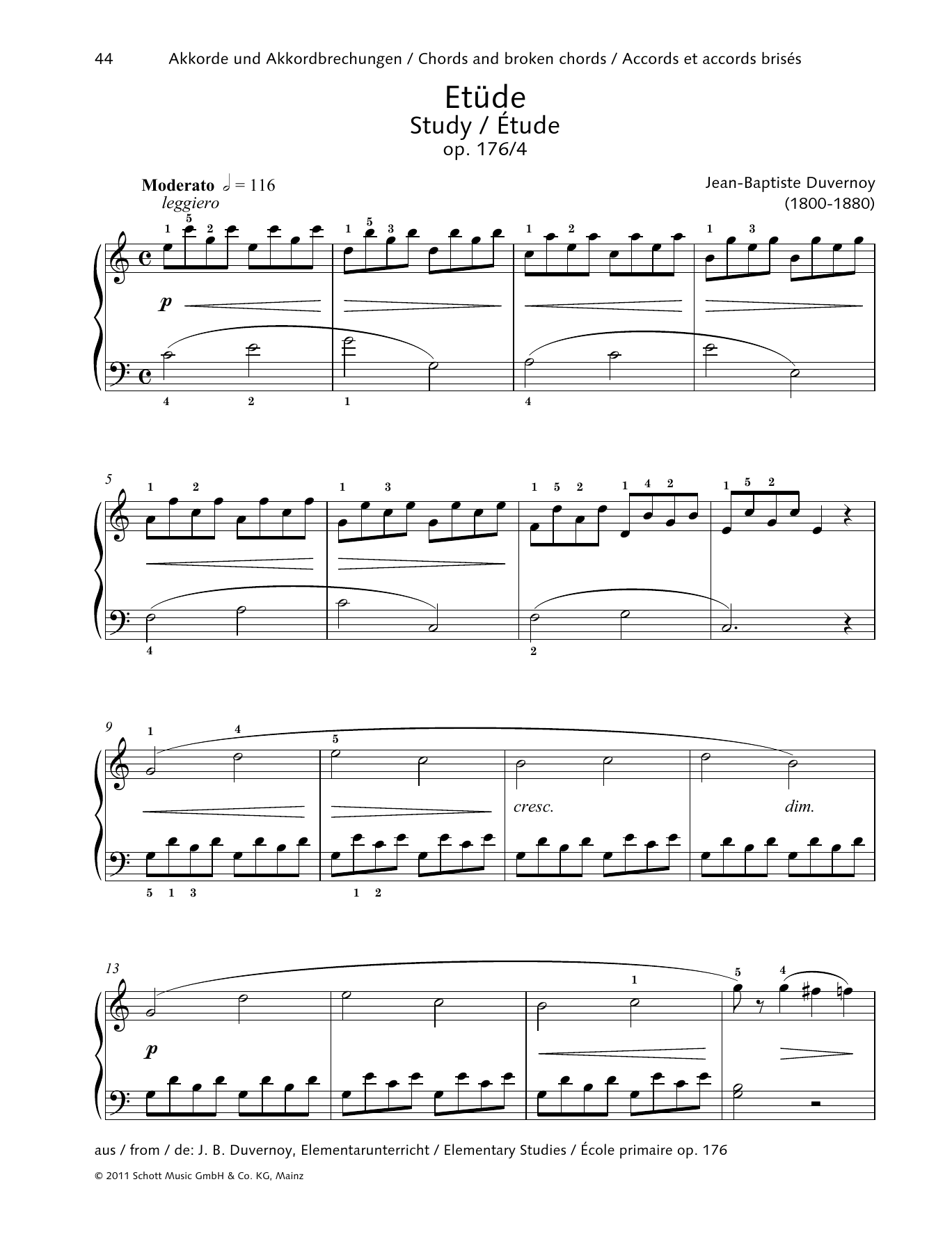 Jean-Baptiste Duvernoy Study sheet music notes and chords arranged for Piano Solo