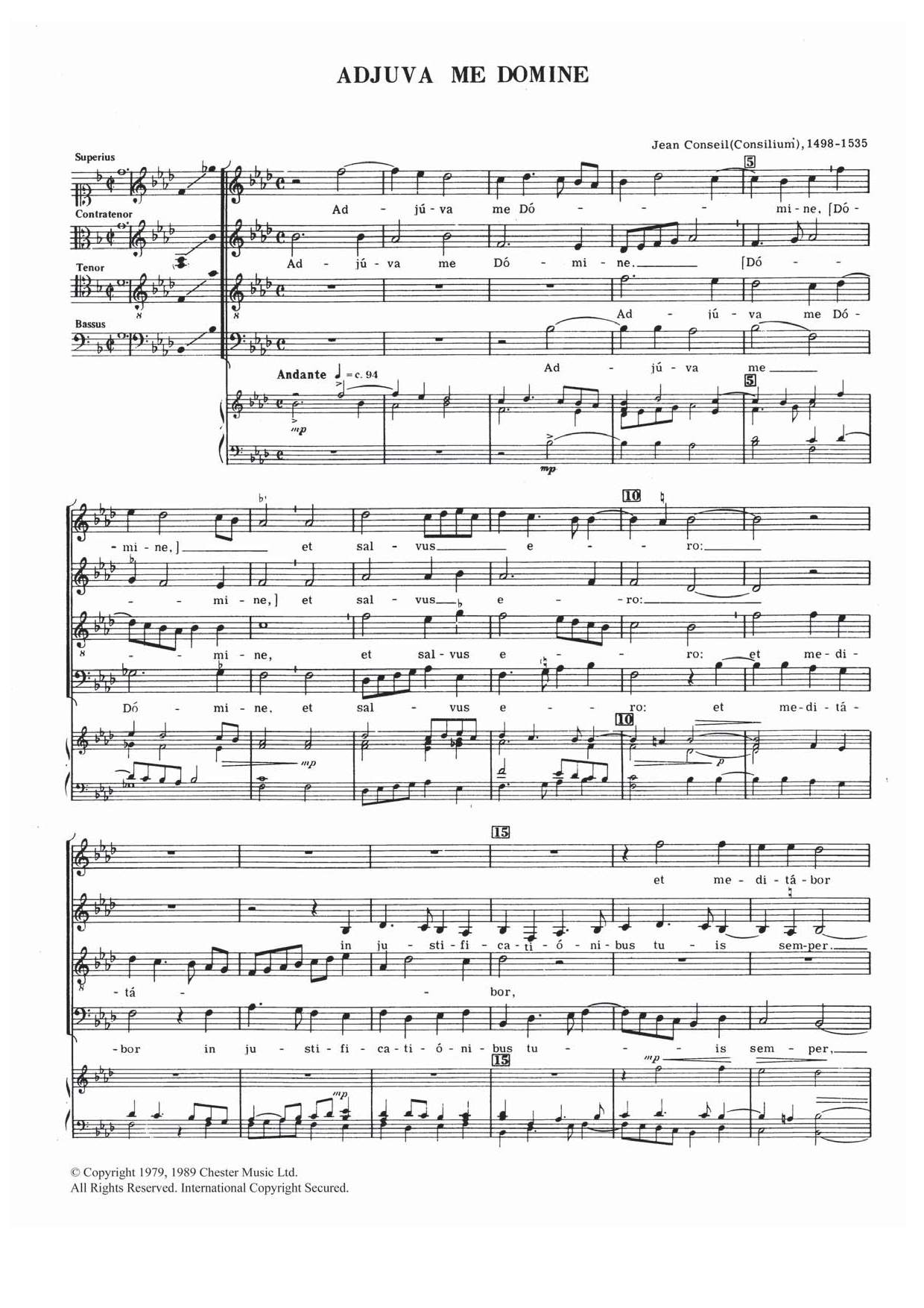 Jean Conseil Adjuva Me Domine sheet music notes and chords arranged for Choir