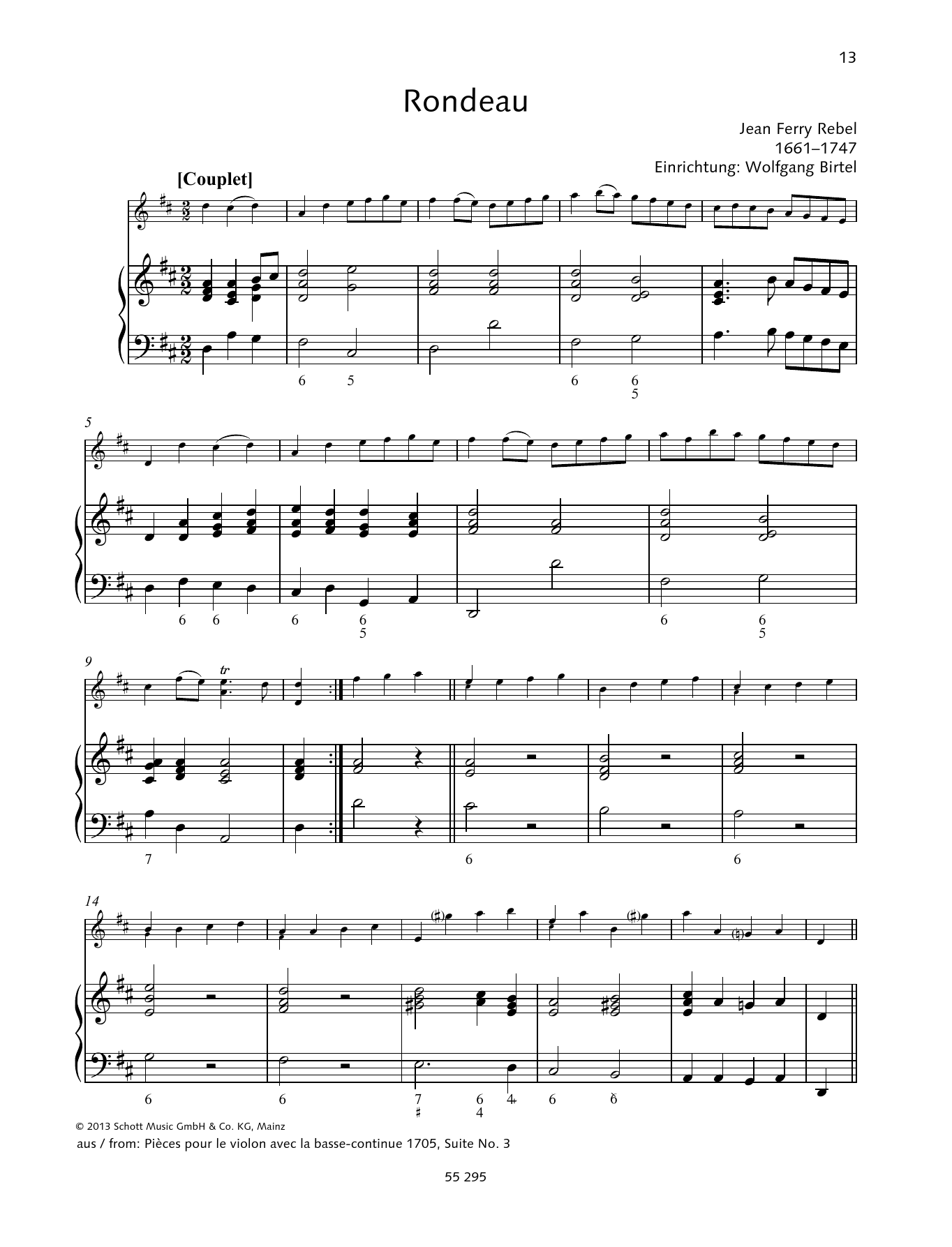 Jean-Fery Rebel Rondeau sheet music notes and chords arranged for String Solo