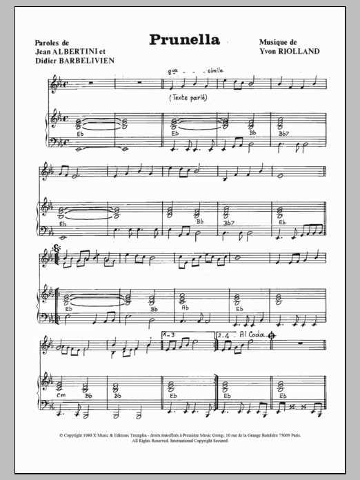 Jean-Francois Maurice Prunella sheet music notes and chords arranged for Piano & Vocal